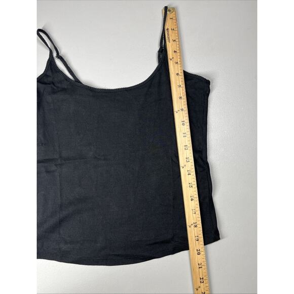 J Crew Fine Rib Camisole Tank Top Womens Large Black Scoop Neck Cotton Stretch - Picture 4 of 7